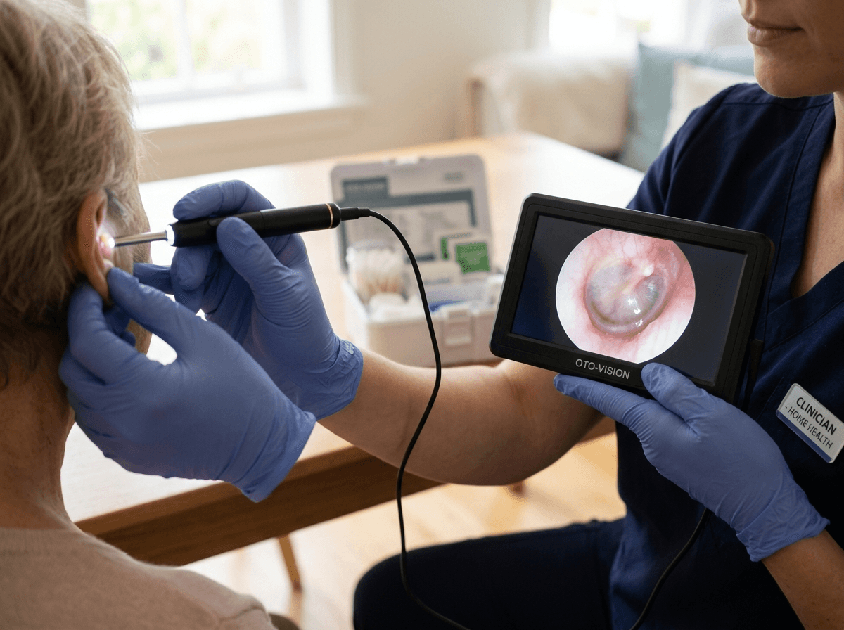 Ear health check shown on an endoscope screen